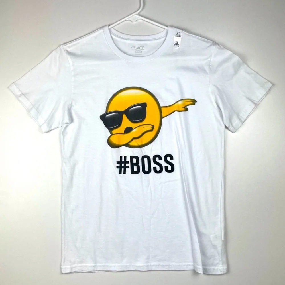 PLACE White Emoji T-shirt #1 Boss Unisex Size XL - Picture 1 of 5